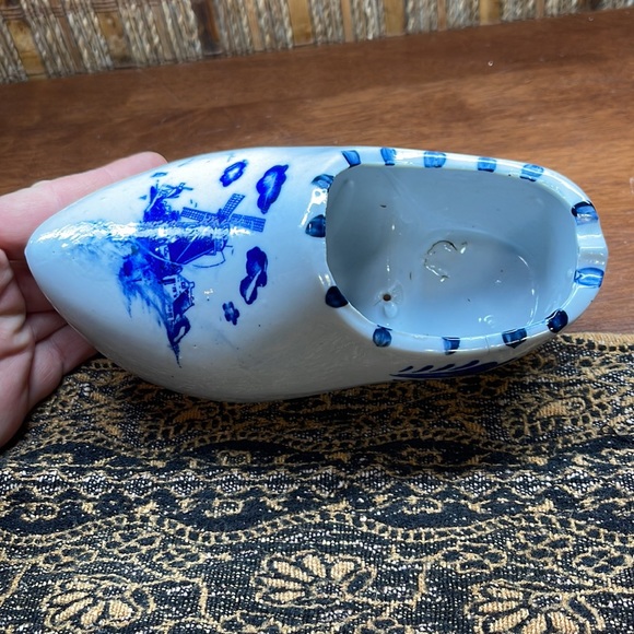 Vintage Delft blue Hand Painted ashtray Planter Herb Ceramic Dutch Clog Shoe - Picture 3 of 7